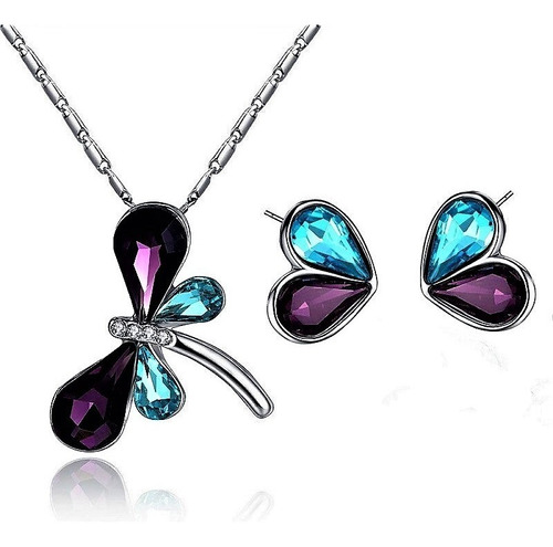 Set Libelula Adelsten Con Swarovski De Regalo Aretes Diamond