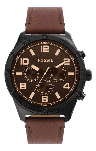 Reloj Fossil Brox Bq2802 Cuero Café Caja Pavonada 50mm