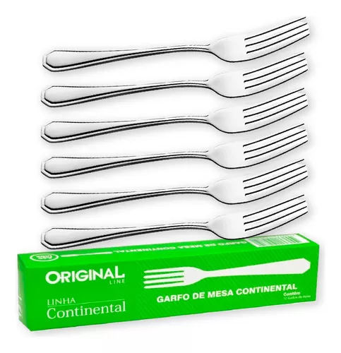 Jogo De Garfos De Mesa Inox 12pçs Talheres Continental