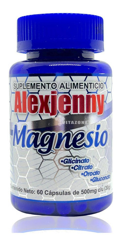 Magnesio 60 Cápsulas Alexjenny Glicinato Citrato Gluconato