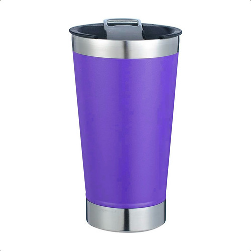 Vaso Térmico De Acero Inoxidable Cervecero Violeta Liso