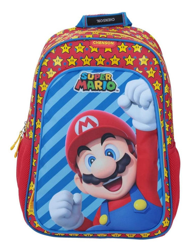 Mochila Grande Super Mario Azul Lineas