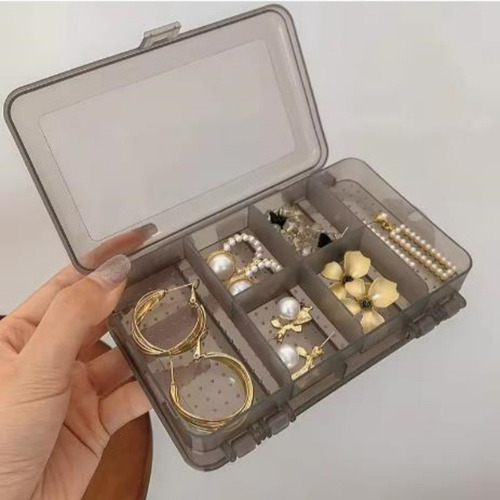 Caja De Almacenamiento De Joyas Transparente Con Compartimen
