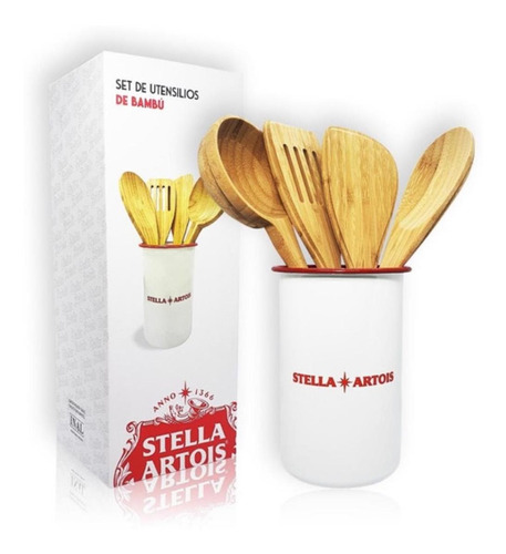 Set Cubiertos Utensilios De Madera Bambu Stella Artois