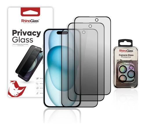 3 Mica Cristal Privacidad Para iPhone 15 Plus Rhinoglass