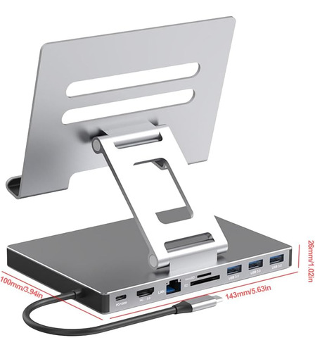 9 En 1 Hub Usb C 3.0 Docking Station Hdmi 4k Soporte Laptop