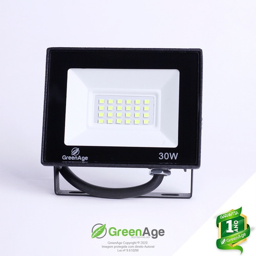 Refletor Led Verde Smd 30w Prova D´água Bivolt