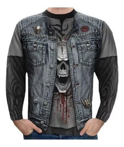 Camisa Gótica Para Hombre Con Diseño De Calavera 3d Impresa