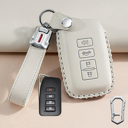 Cuero Case For Coche Llave De Coche 4 Btn Beige Key B