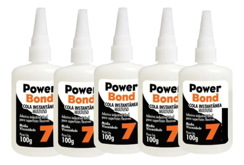 Kit 05 Cola Instantânea Multiuso Super Power Bond 7 100g