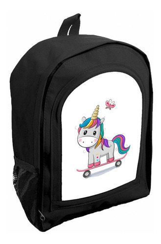 Mochila Negra Nena Jardin/ Preescolar Unicornio Ar14