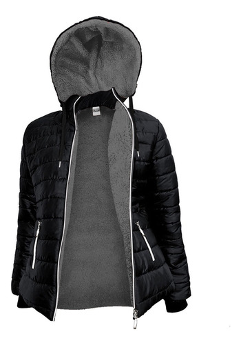Campera Inflable De Mujer Térmica Con Corderito Y Capucha G6