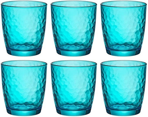 Imagen 2 de 4 de Juego Vasos Vidrio Palatina Azul 320ml Bormioli 6 Pzs