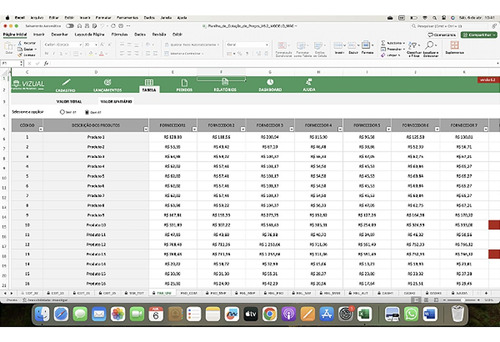 Planilha De Cotação De Preços Completa Em Excel 6.2 - Mac