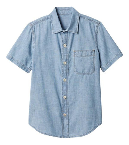 Camisa Gap Denim Manga Corta Azul