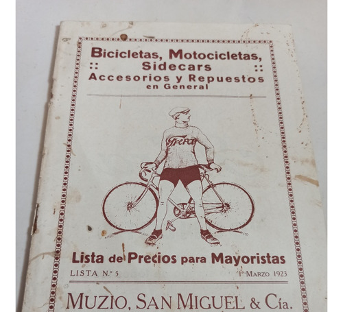 Antiguo Catálogo: Bicicletas, Motos Y Accesorios - Año 1923