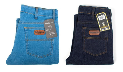 Kit 2 Calças Jeans Docks Amaciada + Delavê Elastano Original