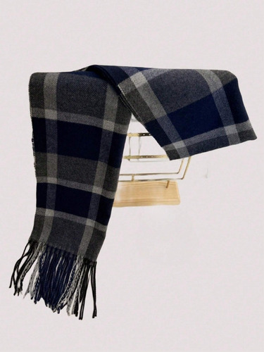 Bufanda Kastpe Windsor Rectangular Azul Con Flecos