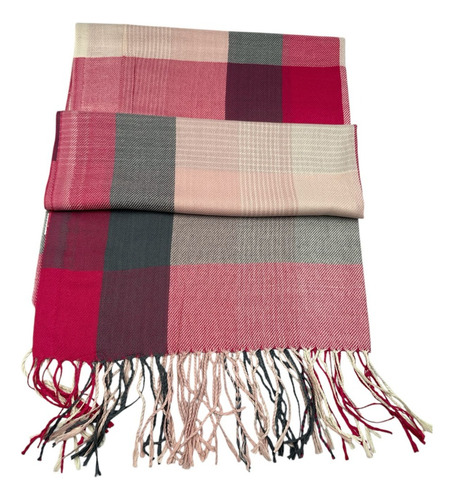 Cachecol Lenço Xale Xadrez Inverno Tecido Fino Cor 85/pink
