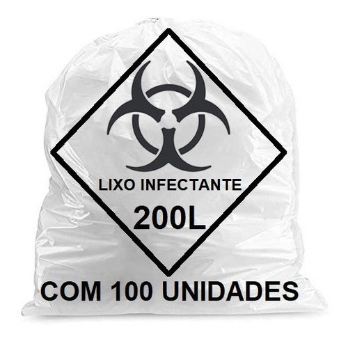 Imagem 1 de 5 de Saco De Lixo Infectante 200 Litros Pacote Com 100 Unidades