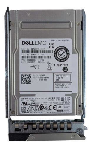 Ssd Dell 1.92tb 12gbps Sas 2.5 Kpm6xrug1t92 4cn85 04cn85 R240 R360 R440 R540 R640 R6415 R740 R740xd R740xd2 R7415 R7425 R840 R940 R250 R350 @ Cinza