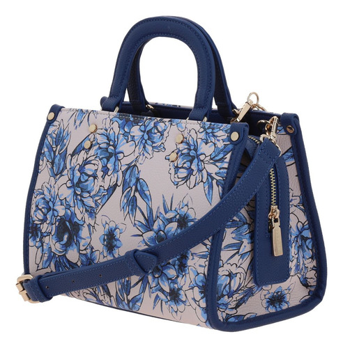Bolso Dama Satchel Gorett Original Color Azul Flores Msi