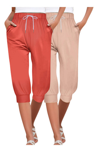 Pantalones Largos Holgados Elas Con Cintura Capris V48 Para