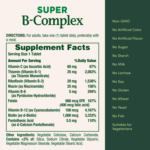 Suplemento Nature's Bounty Super B Complex Com Mais Vitamina