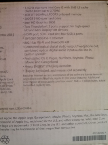 Mac Mini 1.4 Ghz / Model A1347/ Nueva!!