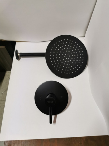 Regadera Redonda 25cm Con Brazo Y Monomando Negro Mate Lujo
