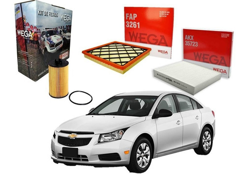 Kit Wega 3 Filtros Cruze Lt / Ltz 1.8 16v 2010 /18 Maranello