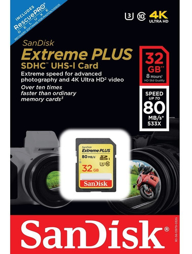 Imagen 3 de 3 de Memoria Sd, Sandisk 32gb, Xtreme Plus, 90mb Sdsdxs-032g-x46