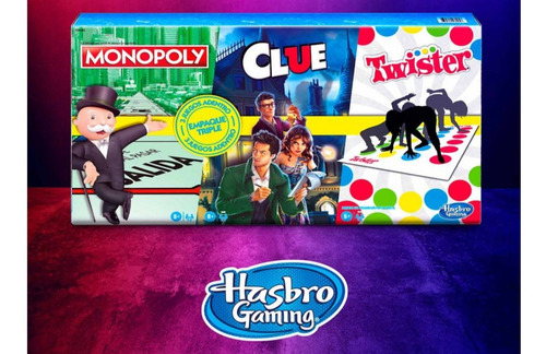 Imagen 4 de 10 de Set 3 Juegos De Mesa Hasbro Original Monopoly Clue Y Twister