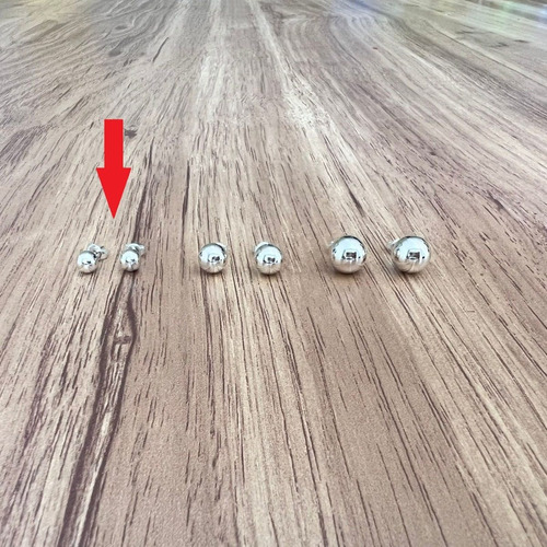 Imagen 6 de 10 de Arete Broquel Bola 6 Mm De Plata .925 Agálea Joyería