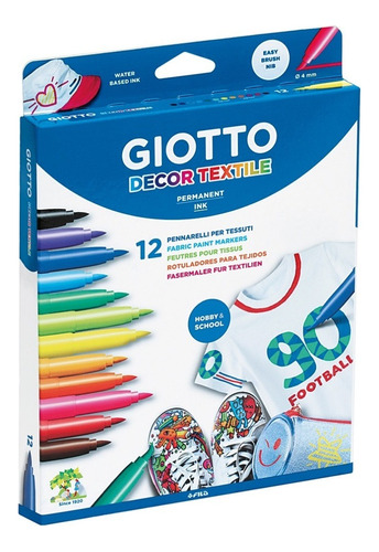 Lapiz Textil Giotto 12 Colores - Marcador De Telas