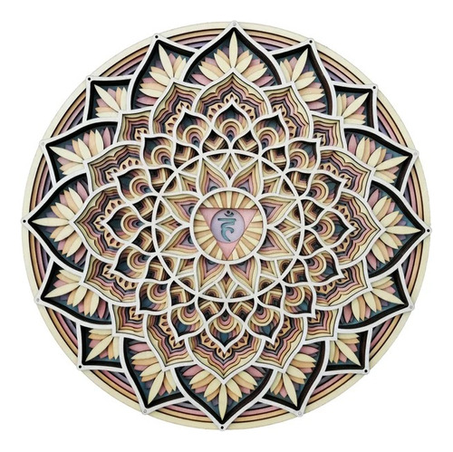 Cuadro Decorativo Mandala Chakra Meditacion En Madera