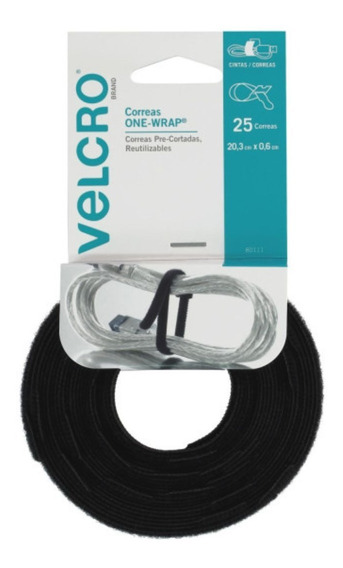 Bridas Velcro 25 piezas Ajustable Cierre de Velcro Cable Ties Organizador Negro Cinta Velcro 
