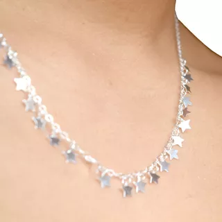 Collar Choker Gargantilla De Plata Estrellas Regalo Novia