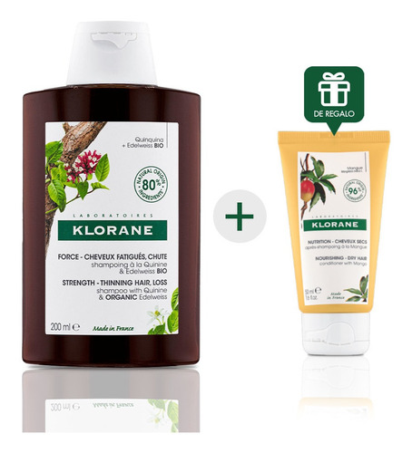 Kit Klorane Shampoo Quinina 200 Ml + Regalo Bálsamo De Mango