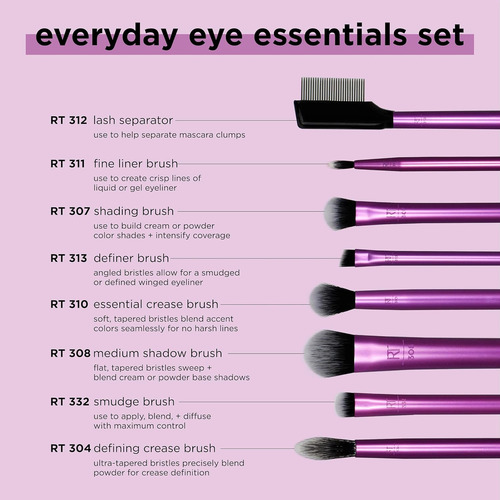 Kit 8 Pinceis Para Os Olhos Real Techniques 8 Unid