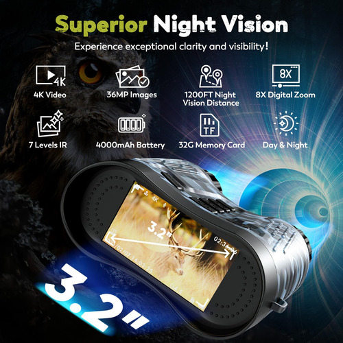 Gafas De Visión Nocturna Digitales 4k Con Batería 4000 Mah