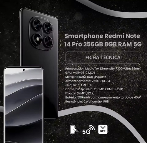 Xiaomi Redmi Note 14 Pro 5g 512gb 12ram Nfc 200mpx