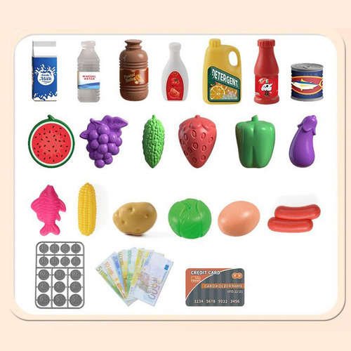 Juego De Caja Registradora De Supermercado Para Niños Azul