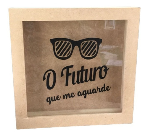 Porta Moedas 20x20cm Com Vidro E Adesivo Personalizado