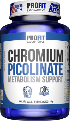 Picolinato De Cromo 60caps Chromium Picolinate - Profit Labs Sabor Sem Sabor