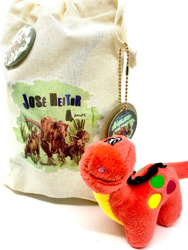 Kit Lembrancinha Personalizada Dinossauro Na Ecobag 10 Kits