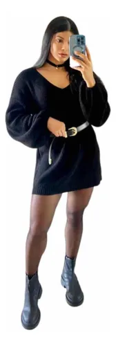 Mini vestido para usar com legging 2025