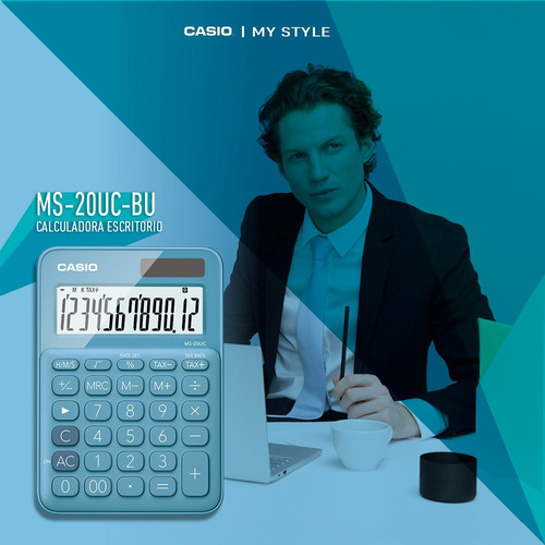 Imagen 5 de 7 de Calculadora De Escritorio Casio Ms-20uc-bu, 12dig, Solar