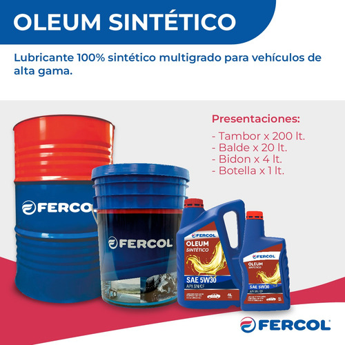 Aceite De Motor Sintetico 5w30 Fercol 1 L Auto Nafta Diesel