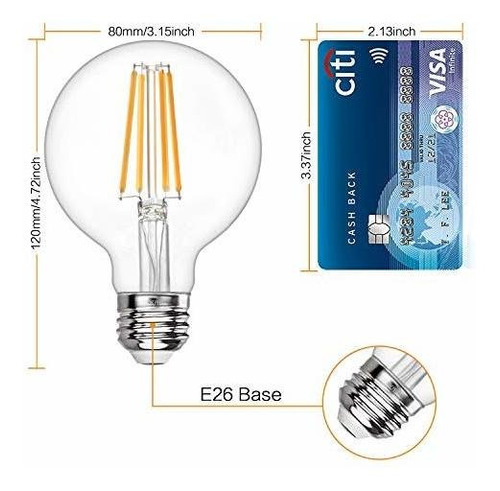 Boncoo Bombilla Led Edison G25 Regulable Equivalente